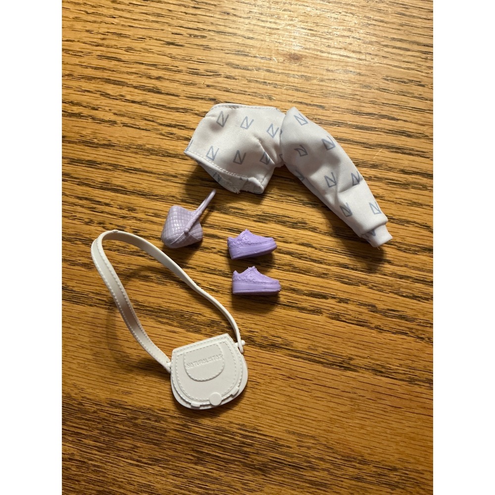 Naturalistas Doll Kelsey Clothes Accessories Set White Jacket Purple Shoes Bag